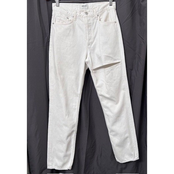 Agolde Denim - AGOLDE Lana Slice White High Rise Straight Leg Jeans Chic Organic Cotton Size 27